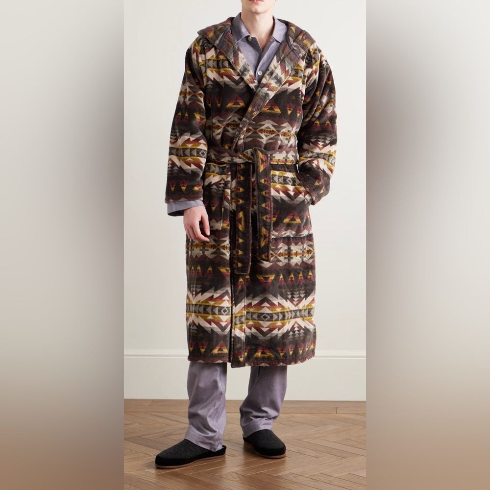 NWT Pendleton Solstice Patterned Long Sleeve Terry Velour Robe Unisex Size S/M